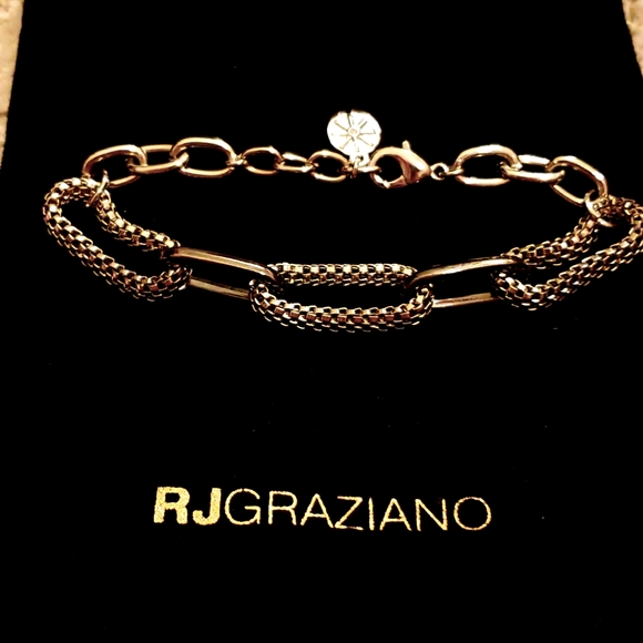 RJ Graziano GLAM MESH LUX CHAIN LINK GUNMETAL & SILVER BRACELET☆NEW IN BAG - Picture 5 of 6